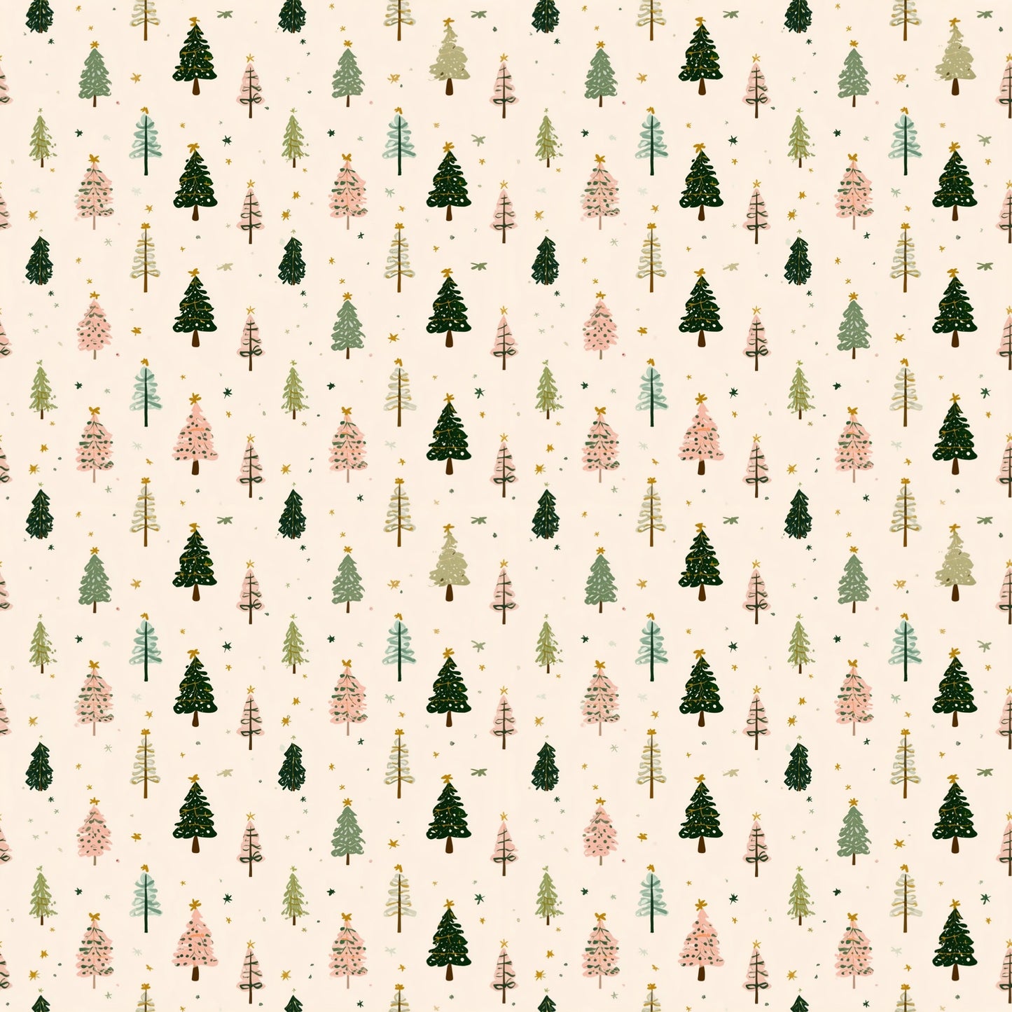 Sketched Christmas Trees Digital Seamless Pattern