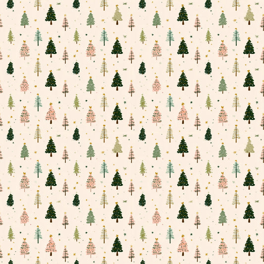 Sketched Christmas Trees Digital Seamless Pattern