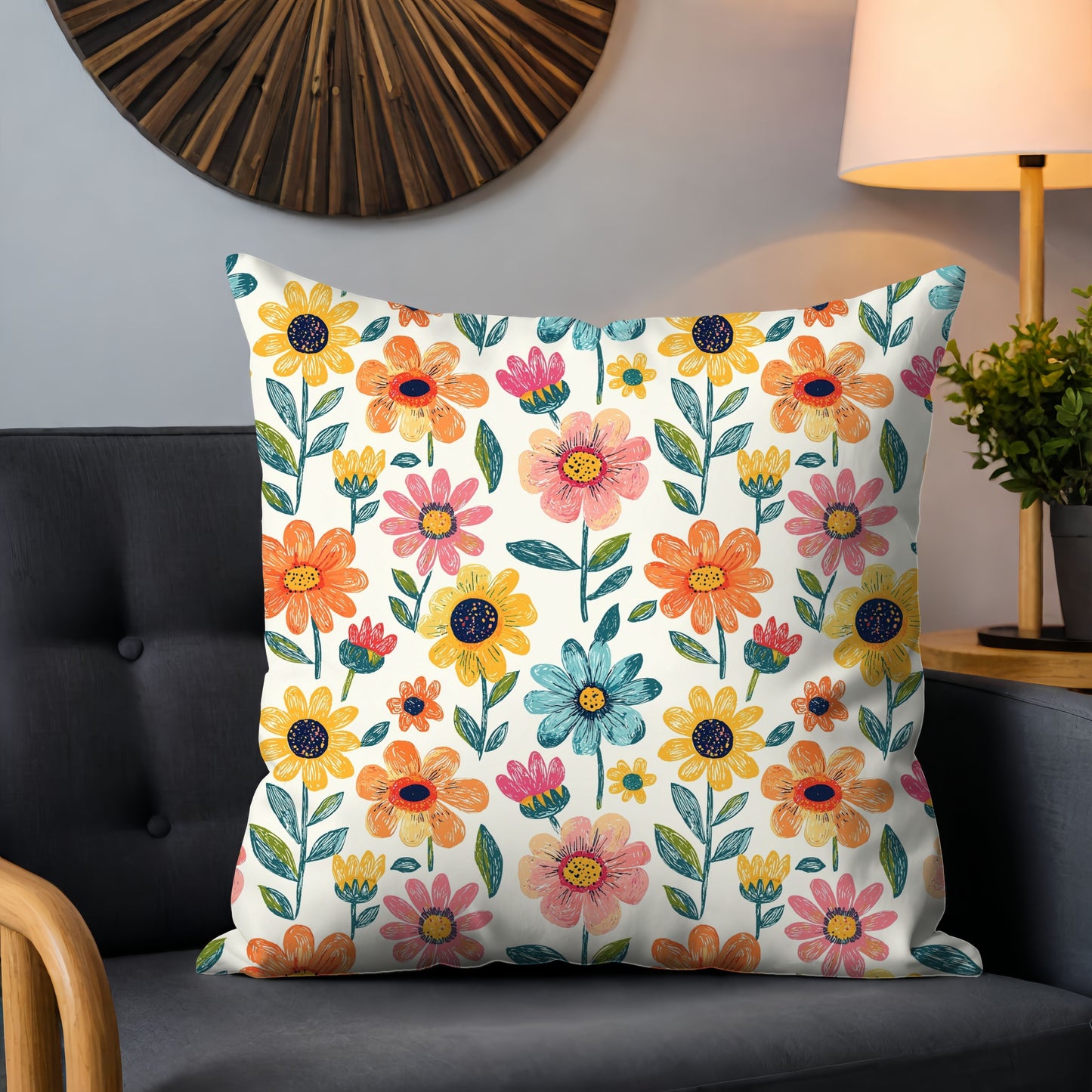 Sketched Flowers Digital Seamless Pattern