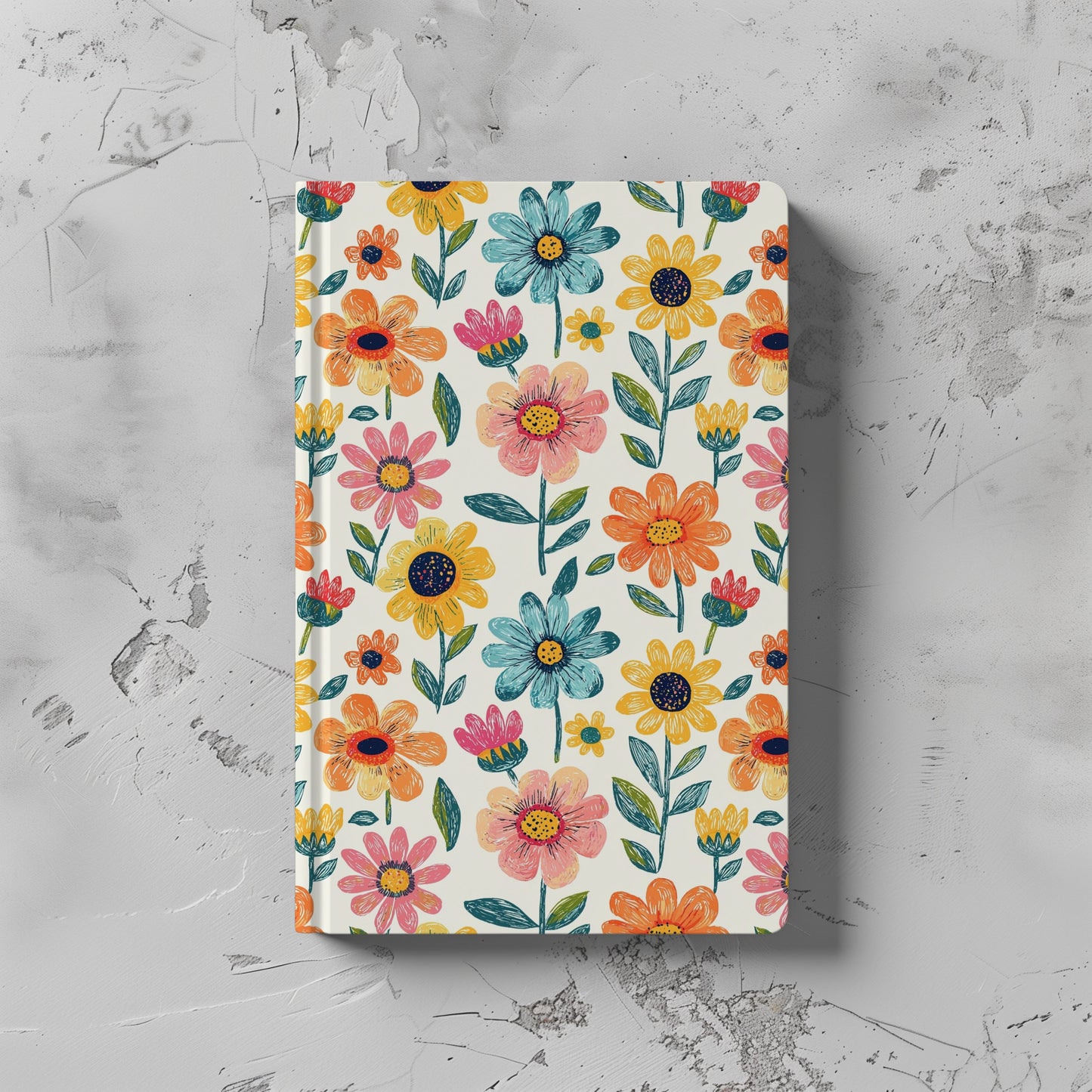 Sketched Flowers Digital Seamless Pattern