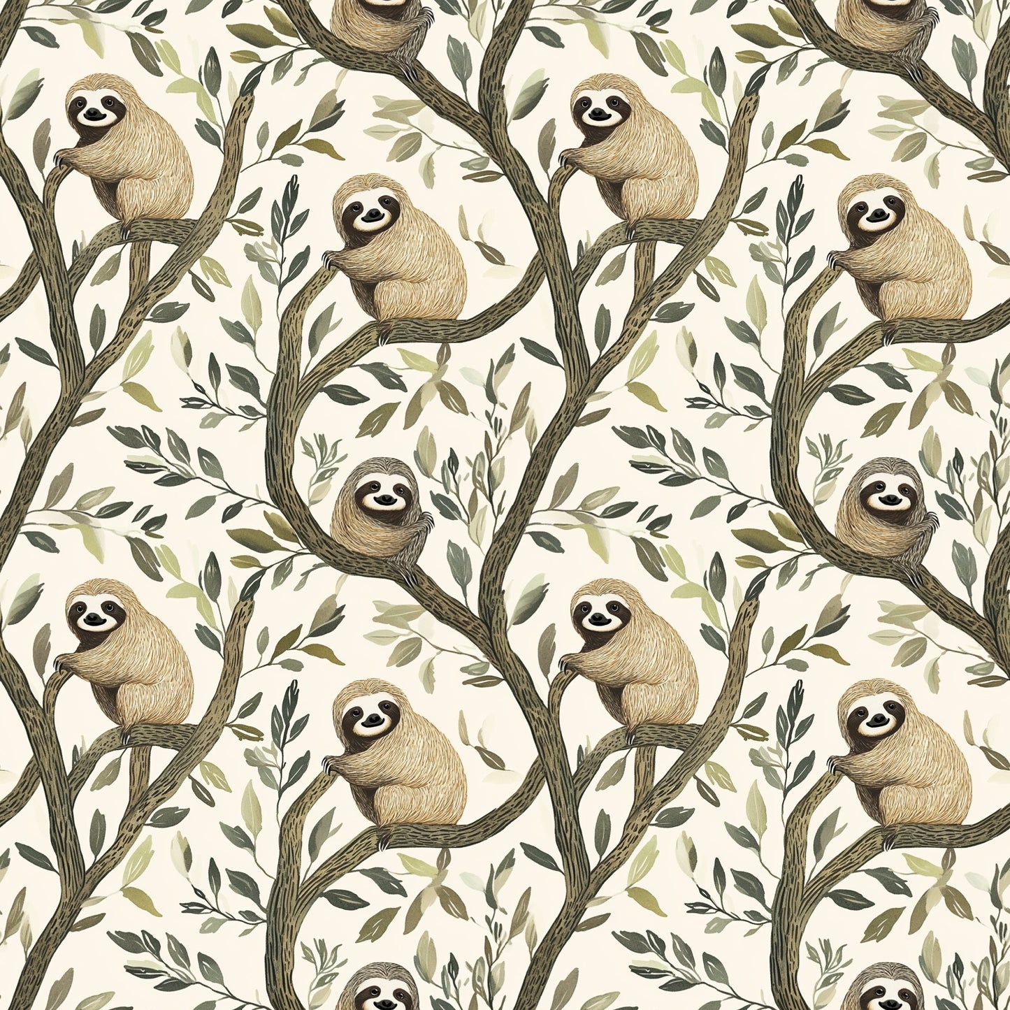 Sloths Digital Seamless Pattern