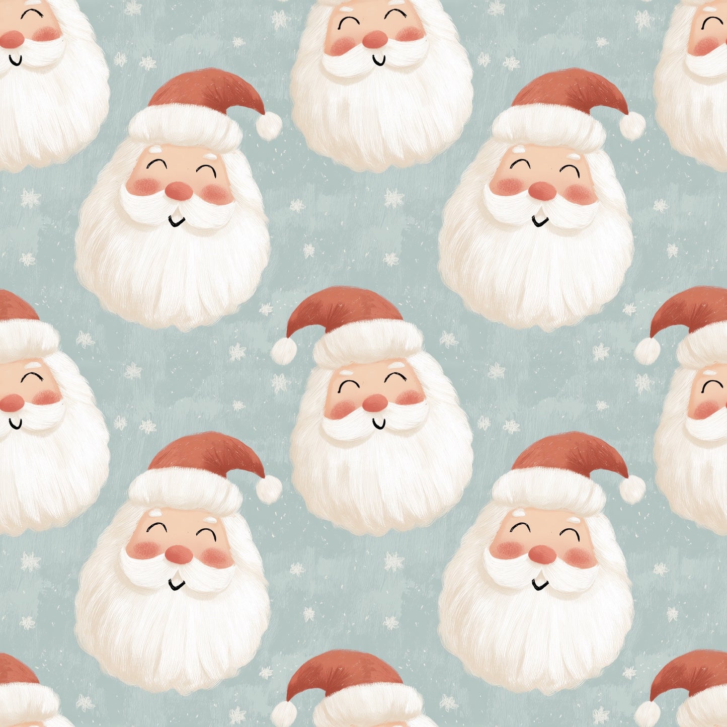 Smiling Santa Faces Digital Seamless Pattern