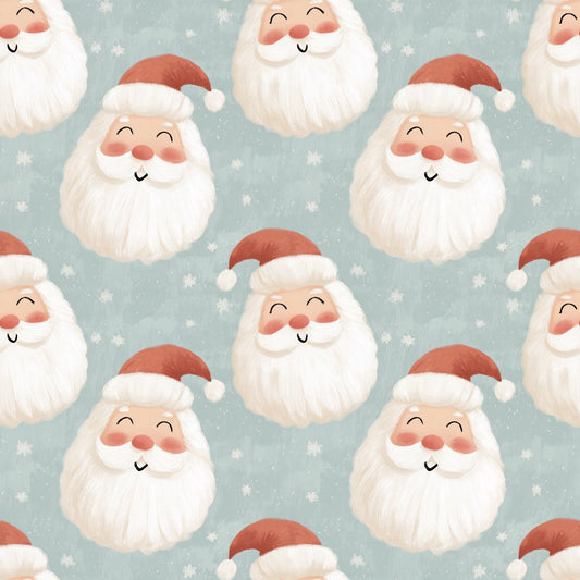Smiling Santa Faces Digital Seamless Pattern
