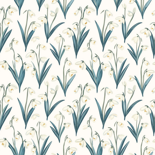 Snowdrops Digital Seamless Pattern