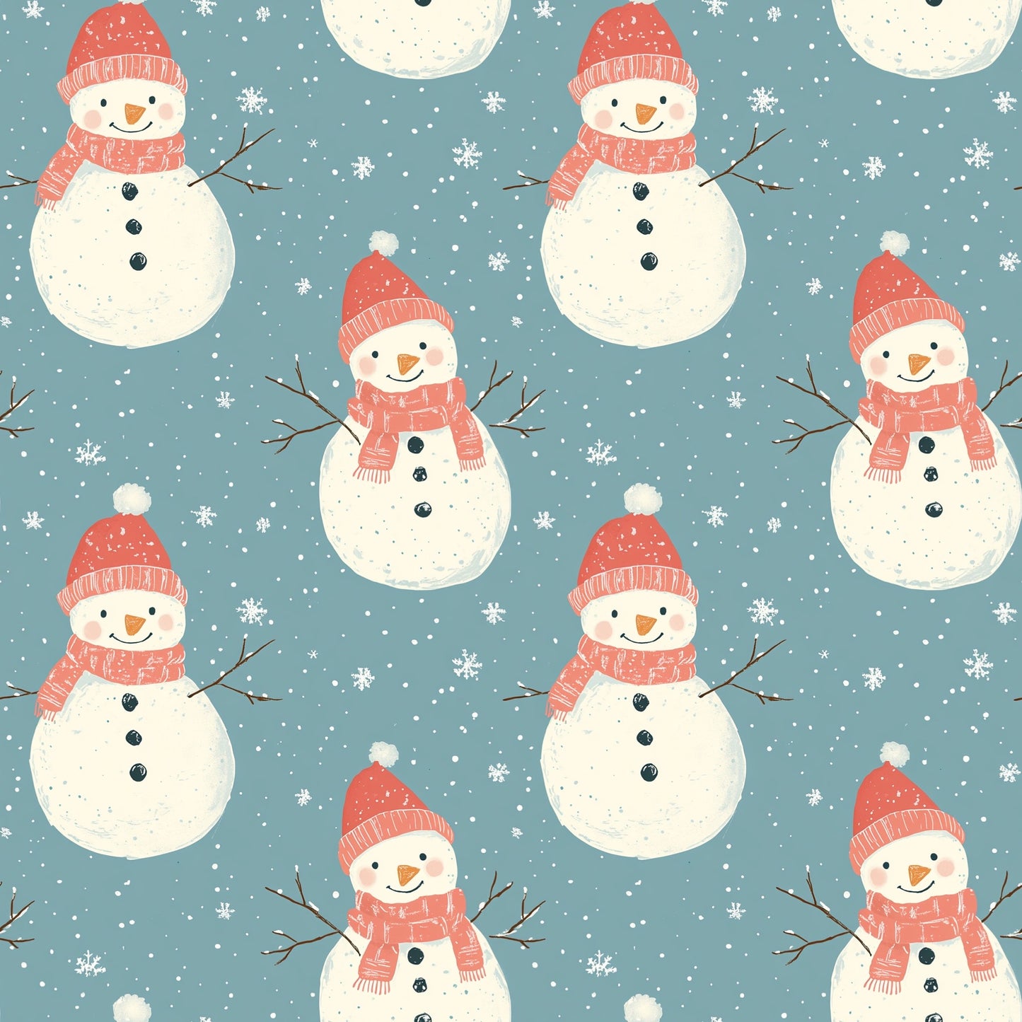 Snowmen Digital Seamless Pattern