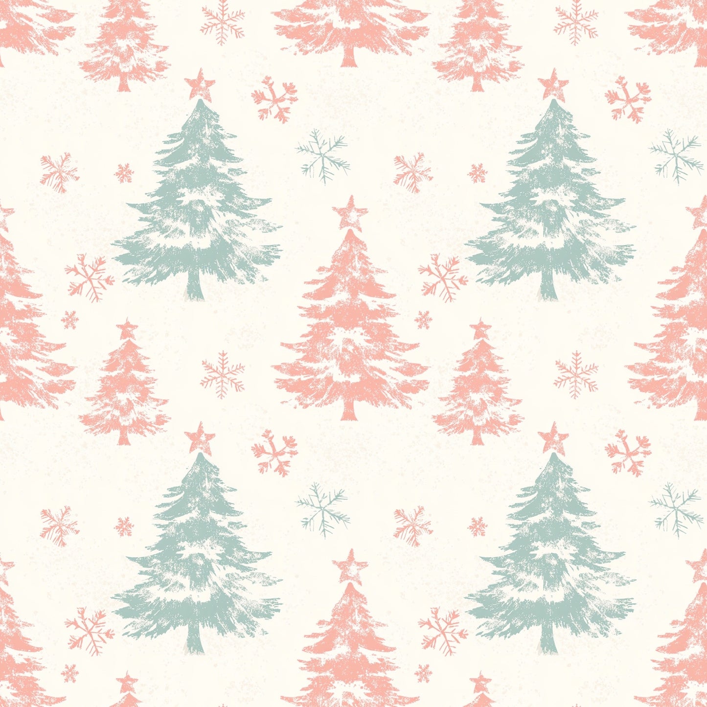 Snowy Christmas Trees Digital Seamless Pattern