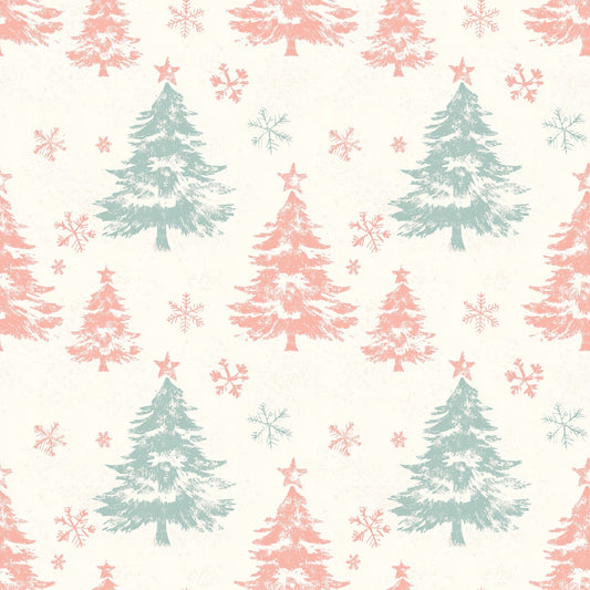 Snowy Christmas Trees Digital Seamless Pattern