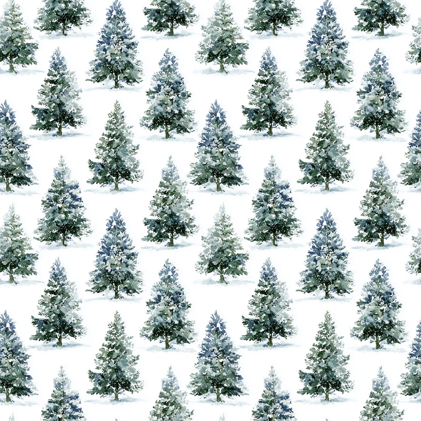 Snowy Christmas Trees Digital Seamless Pattern