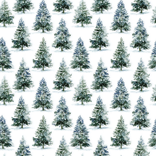 Snowy Christmas Trees Digital Seamless Pattern