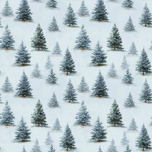 Snowy Forest Christmas Trees Digital Seamless Pattern