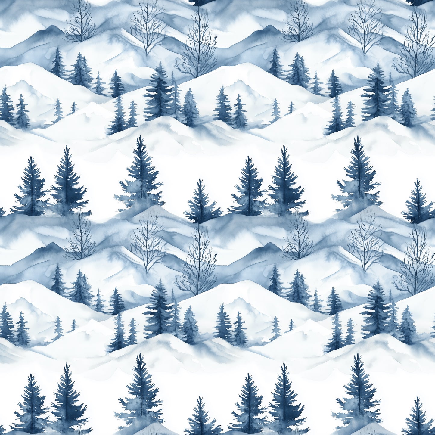 Snowy Mountains Digital Seamless Pattern