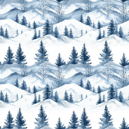 Snowy Mountains Digital Seamless Pattern