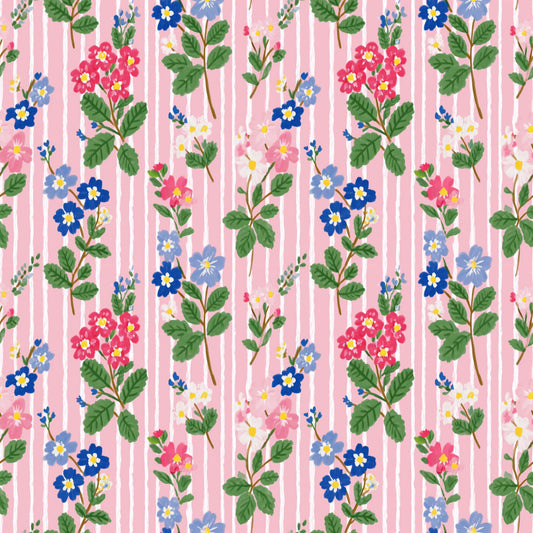 Soft Floral Stripes Digital Seamless Pattern