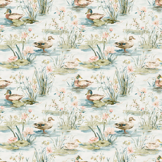Soft Watercolour Ducks Digital Seamless Pattern