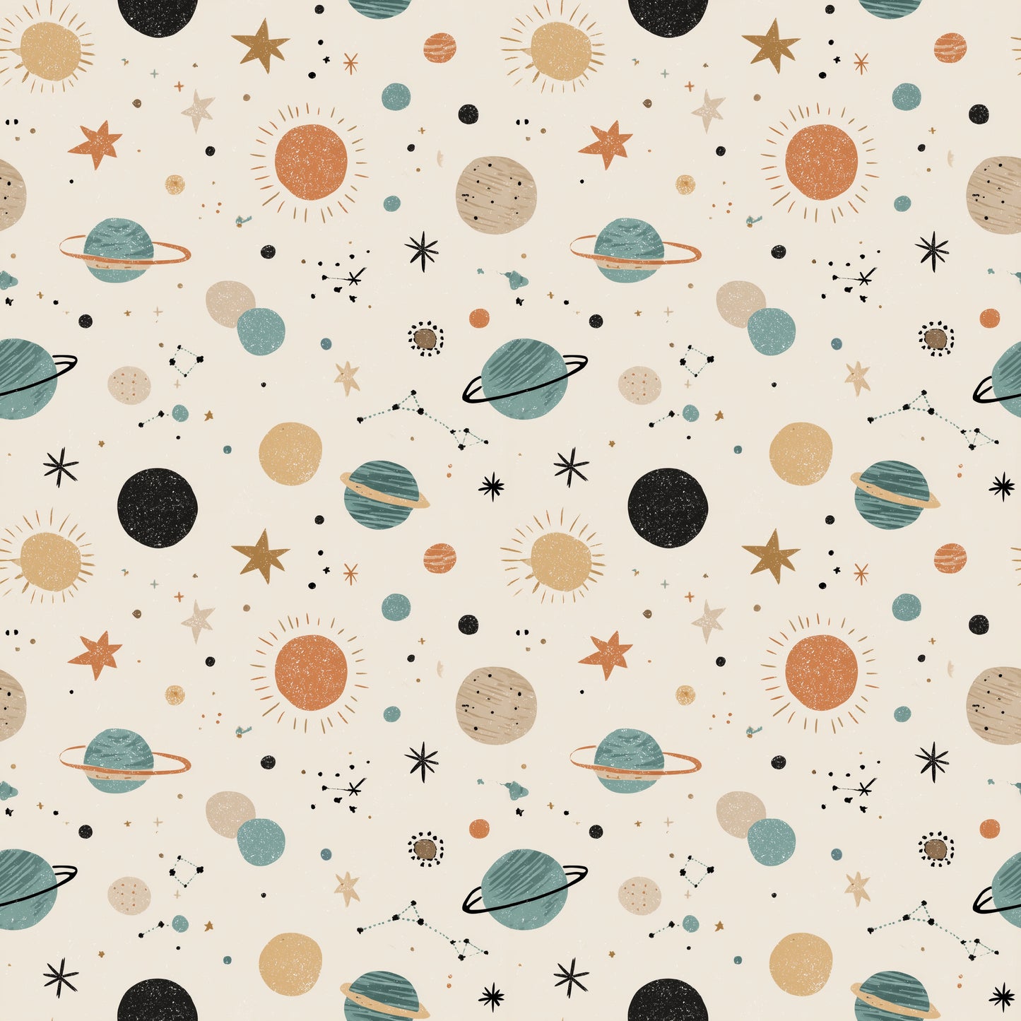 Solar System Digital Seamless Pattern