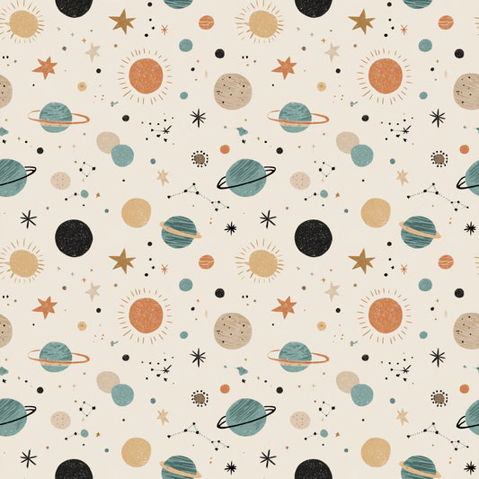 Solar System Digital Seamless Pattern