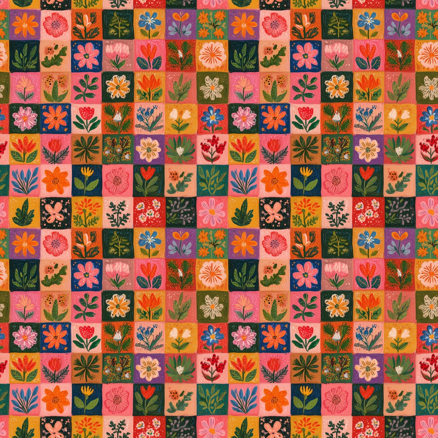 Spanish Tile Patchwork Digital Seamless Pattern