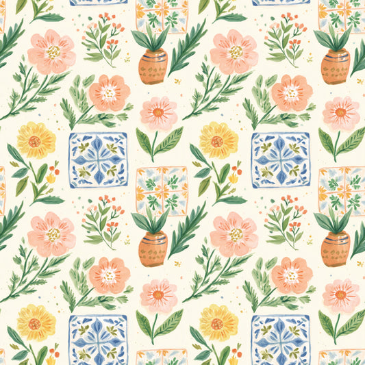 Spanish Tiles Digital Seamless Pattern