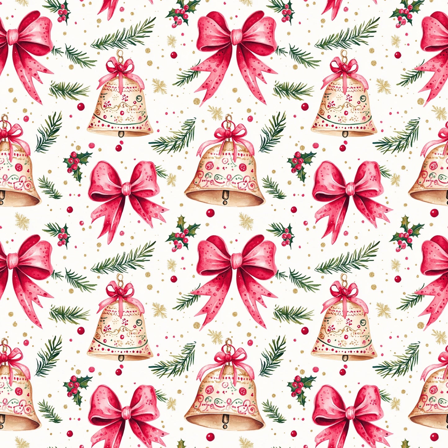 Sparkly Bells Digital Seamless Pattern