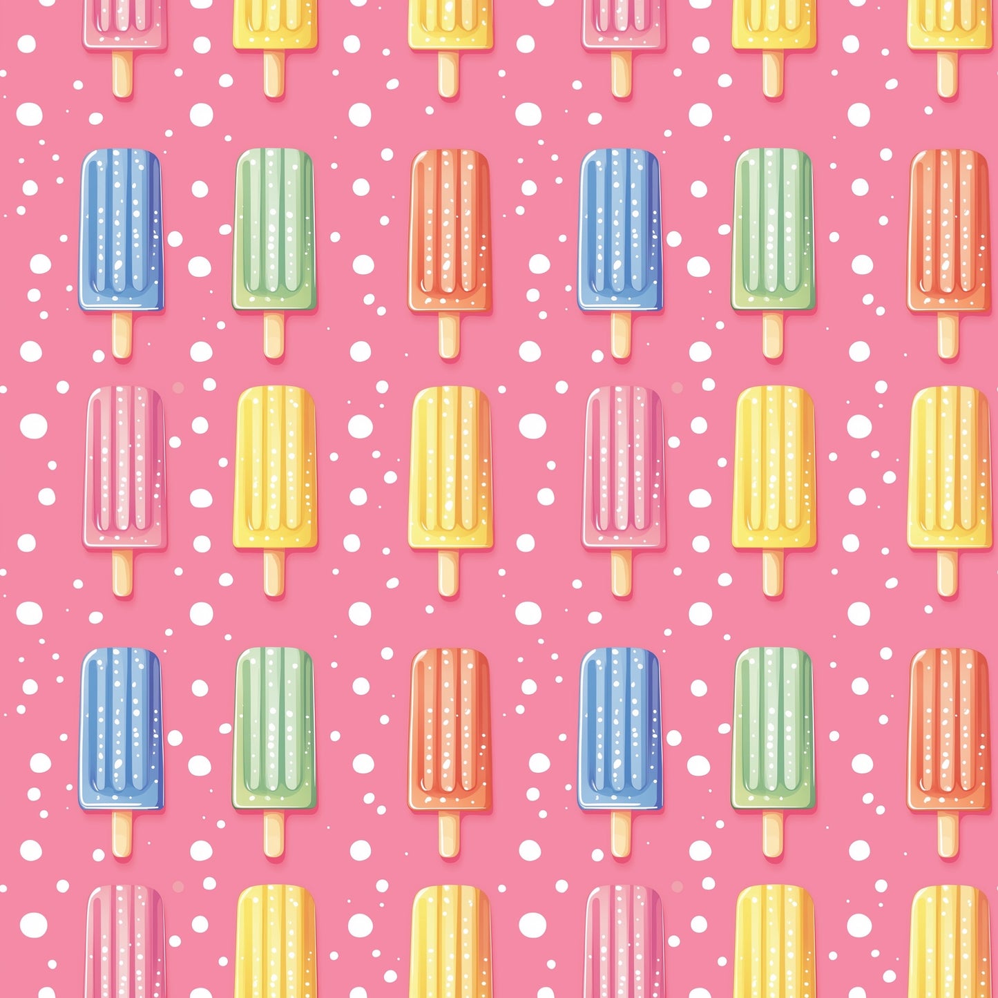 Pink Spotty Ice Lollies Digital Seamless Pattern
