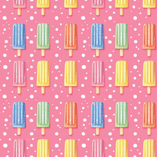 Pink Spotty Ice Lollies Digital Seamless Pattern