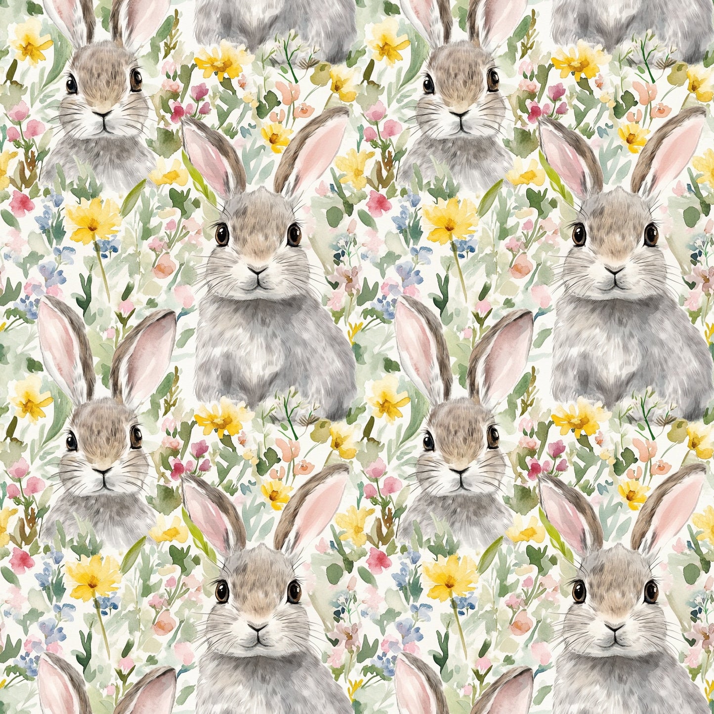 Spring Bunnies Digital Seamless Pattern