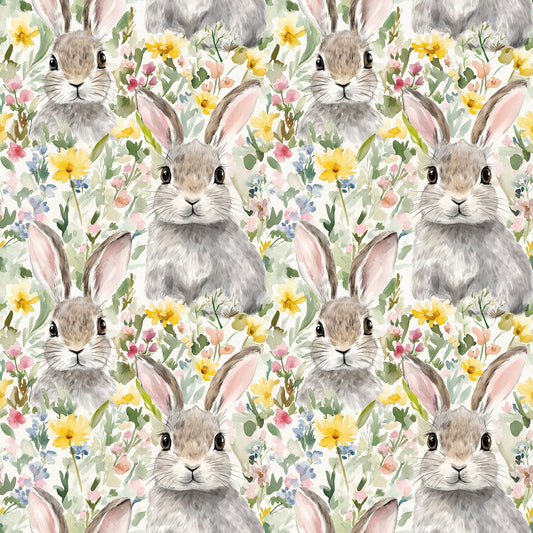 Spring Bunnies Digital Seamless Pattern