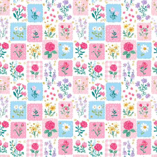 Spring Floral Patchwork Digital Seamless Pattern