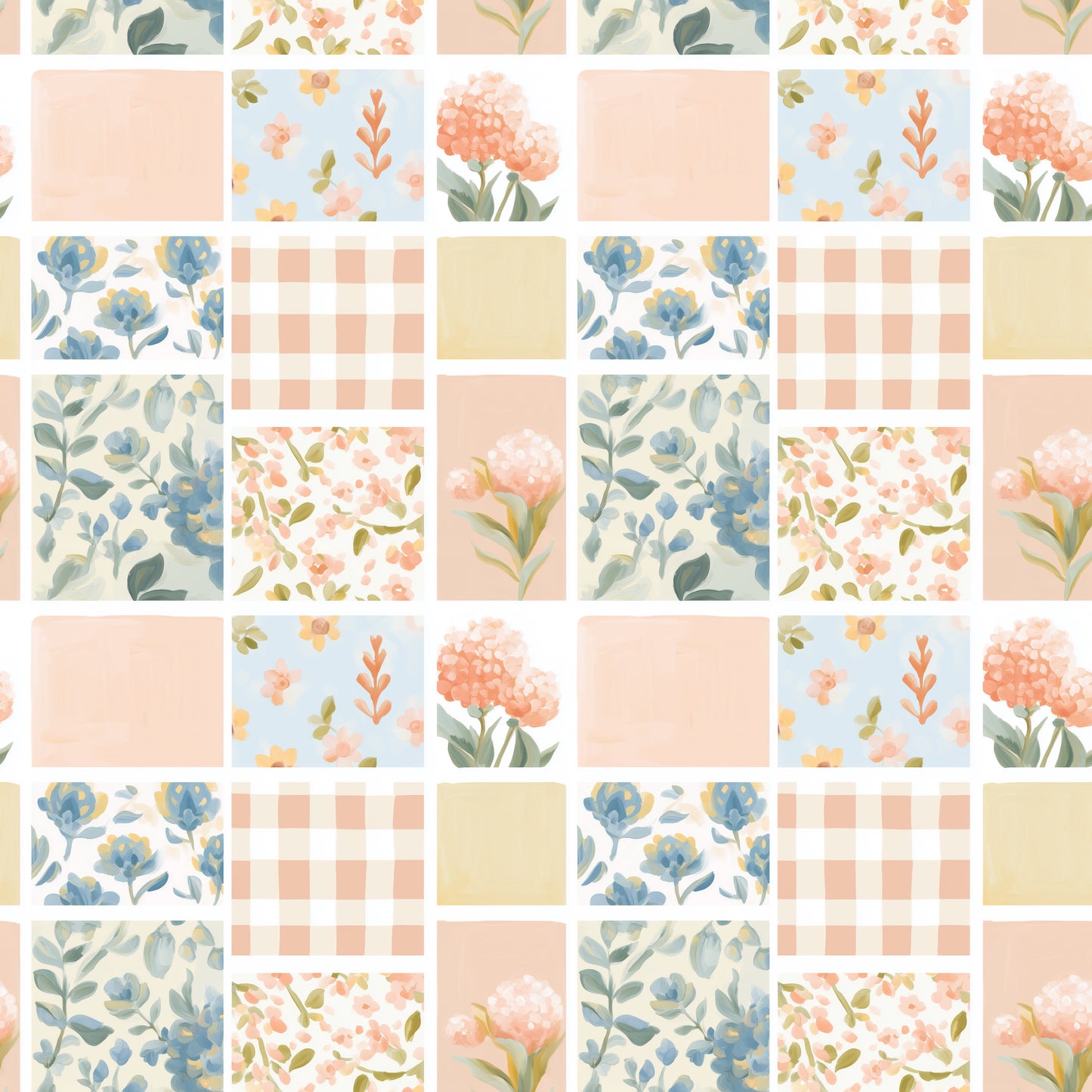 Spring Quilt Squares Digital Seamless Pattern