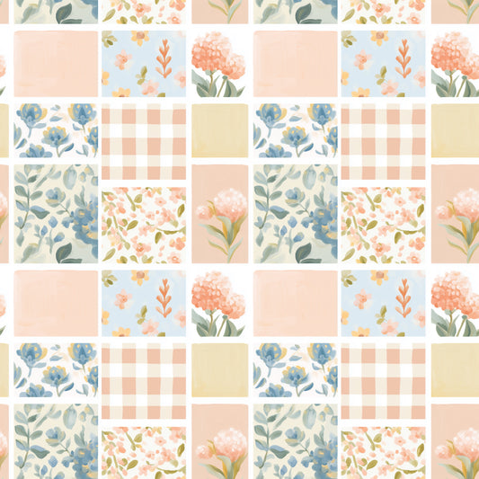 Spring Quilt Squares Digital Seamless Pattern
