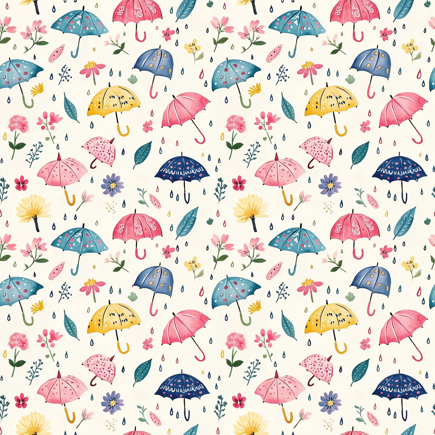 Spring Umbrellas Digital Seamless Pattern