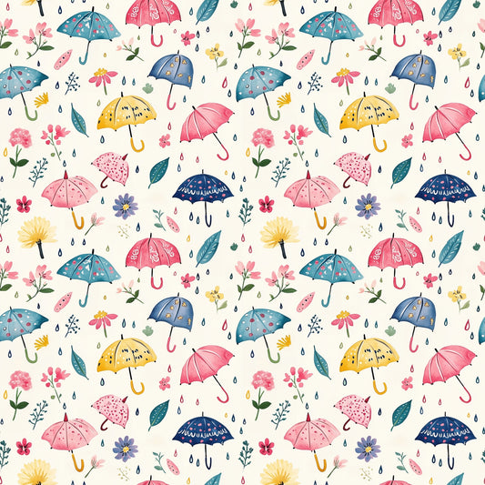 Spring Umbrellas Digital Seamless Pattern