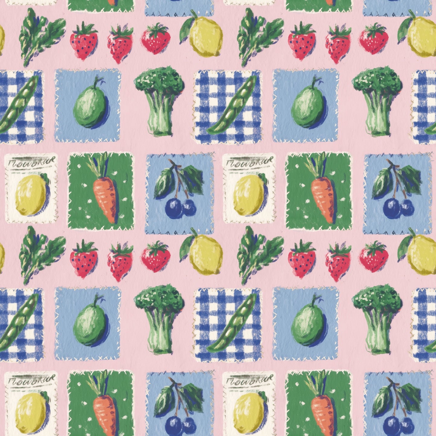 Spring Veg Patchwork Digital Seamless Pattern