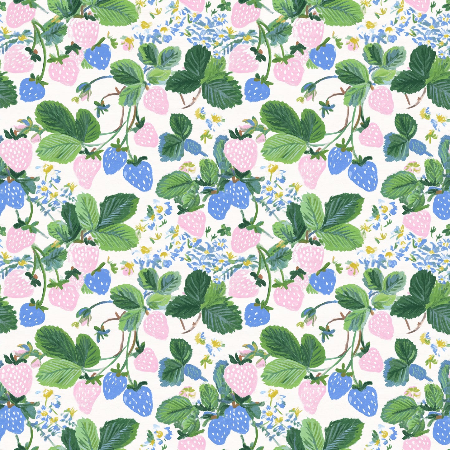 Strawberry Branches Digital Seamless Pattern
