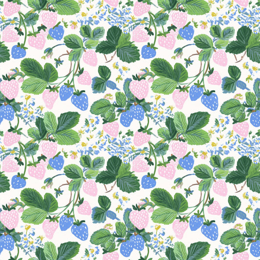 Strawberry Branches Digital Seamless Pattern