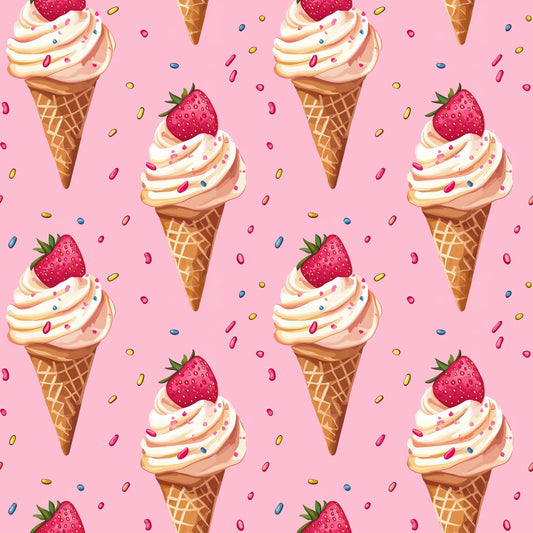 Strawberry Ice Creams Digital Seamless Pattern