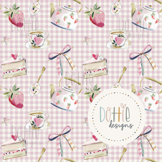 Strawberry Tea Gingham Dusky Pink