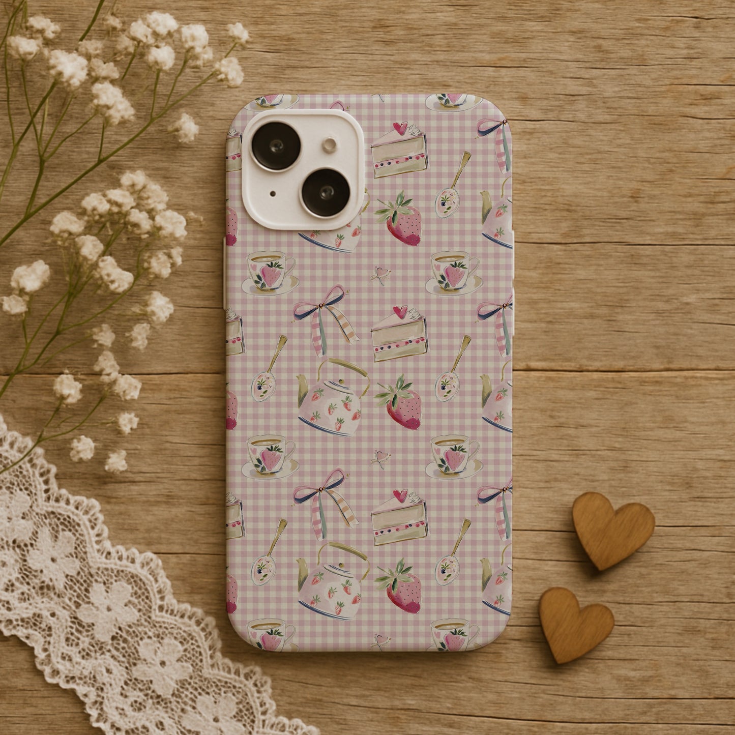 Strawberry Tea Gingham Dusky Pink
