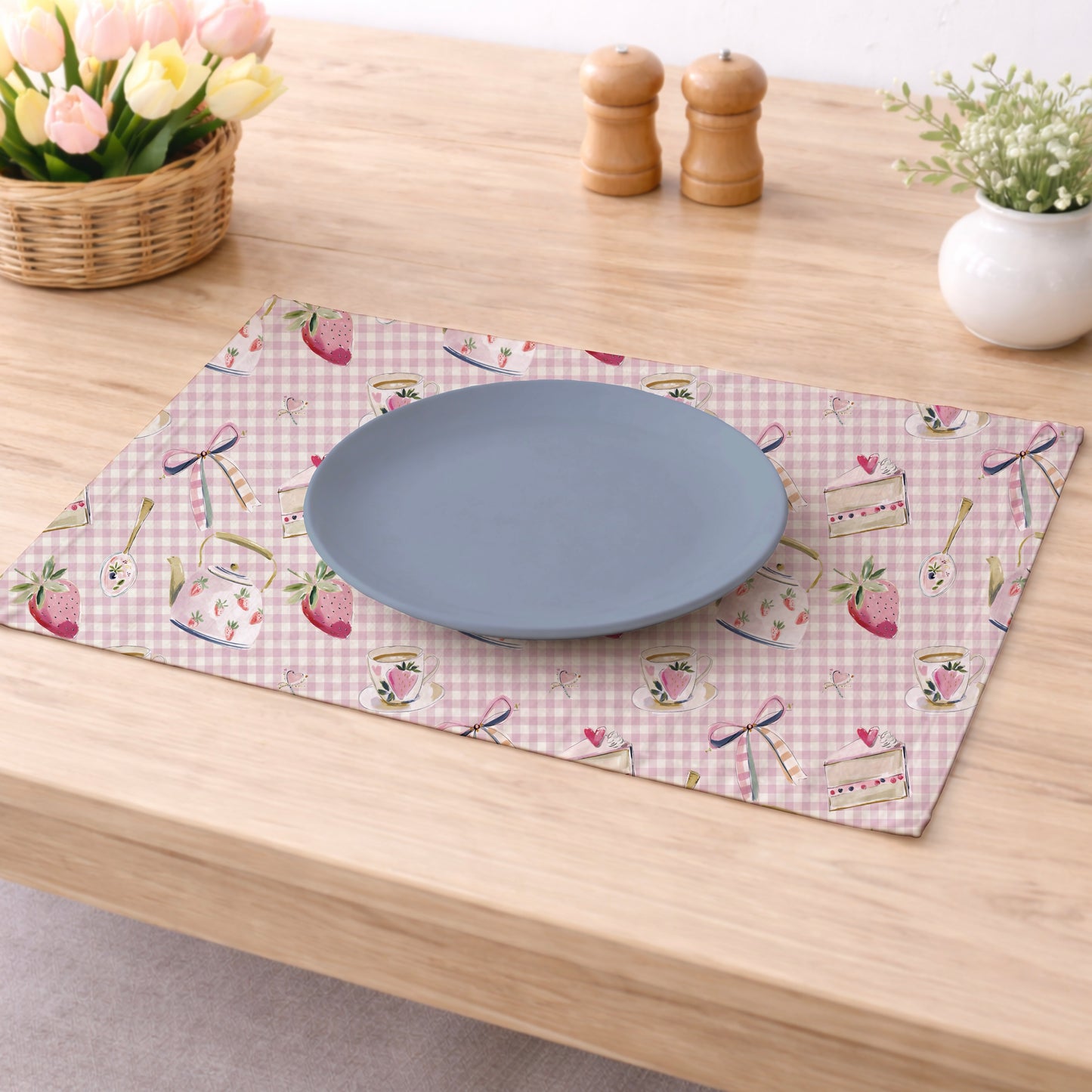 Strawberry Tea Gingham Dusky Pink