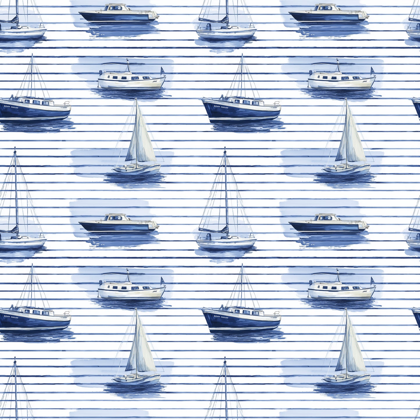 Stripy Boats Digital Seamless Pattern