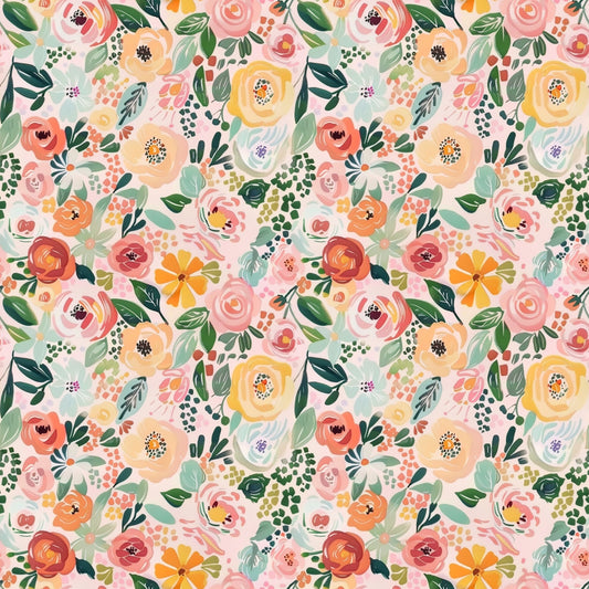Summer Blooms Floral Digital Seamless Pattern