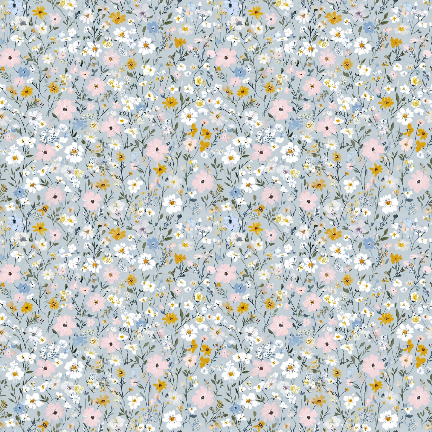 Summer Ditsy Floral Digital Seamless Pattern