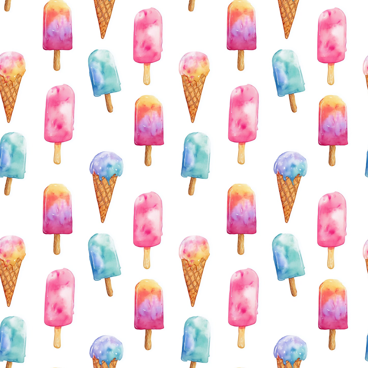Summer Ice Creams Digital Seamless Pattern