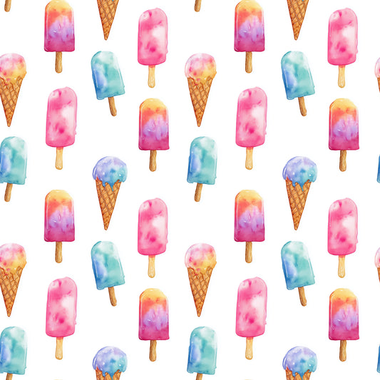 Summer Ice Creams Digital Seamless Pattern