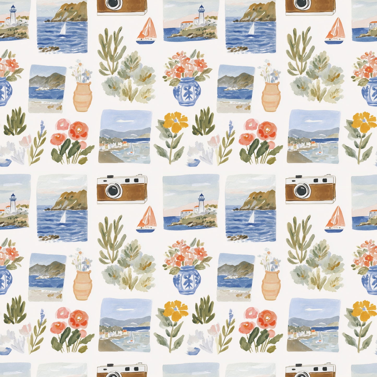 Summer Memories Digital Seamless Pattern