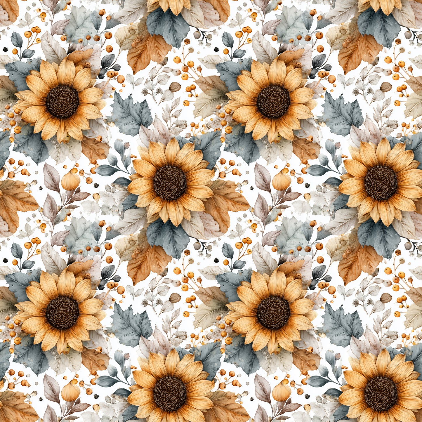 Sunflower Meadow Digital Seamless Pattern