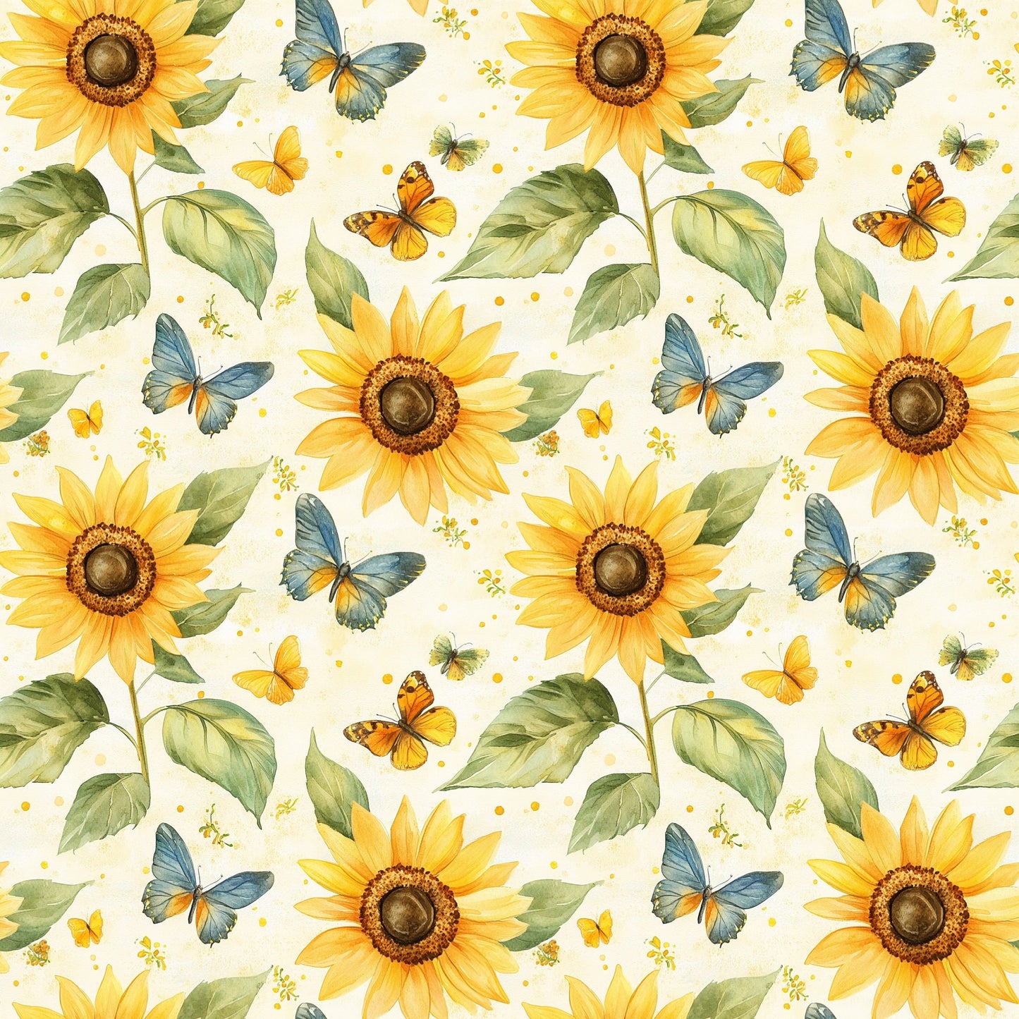 Sunflowers & Butterflies Digital Seamless Pattern