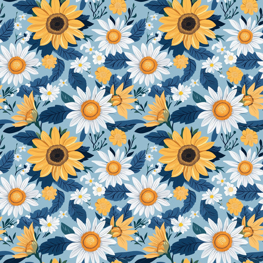 Sunflowers & Daisies Digital Seamless Pattern