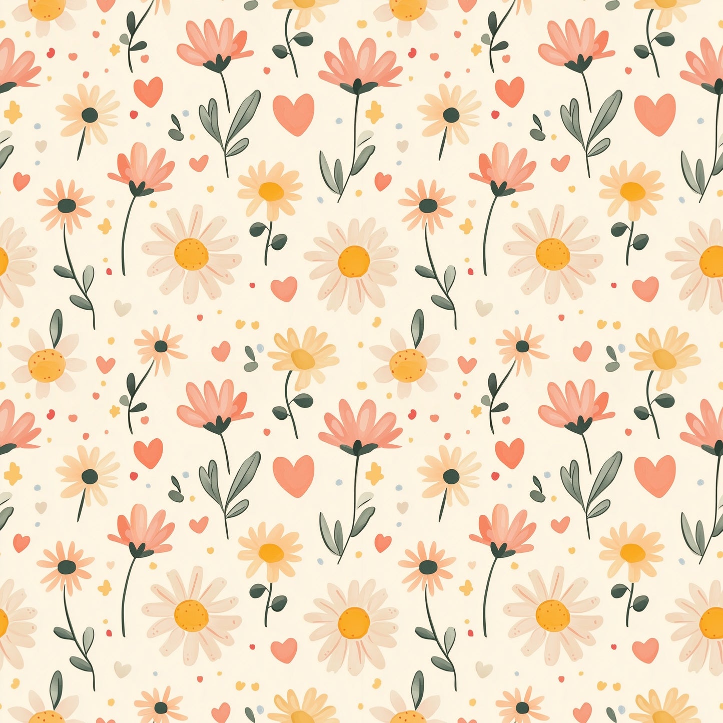 Sunny Blooms Digital Seamless Pattern