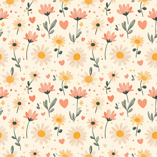 Sunny Blooms Digital Seamless Pattern